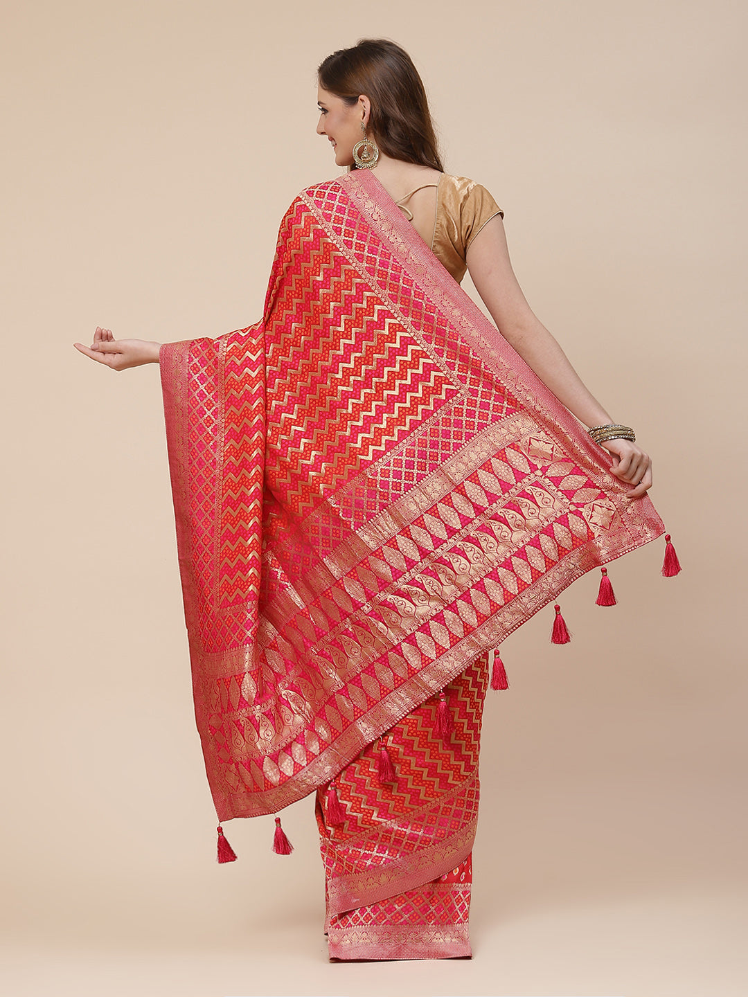 Zari Jaal Banarasi Woven Saree