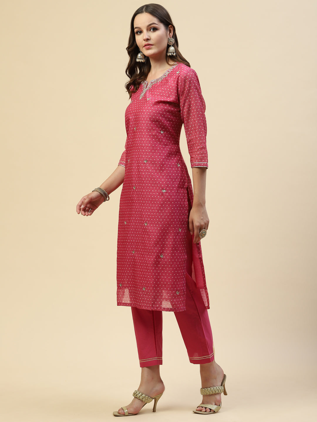 Gota Work Chanderi Kurta With Pants