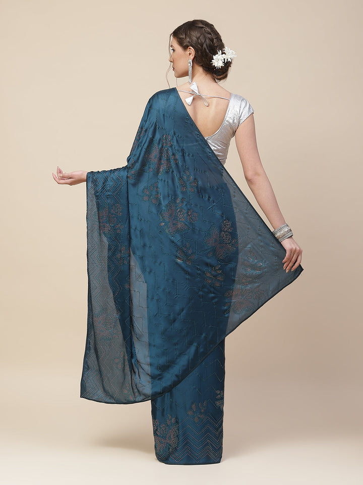 Stone Embroidered Satin Saree