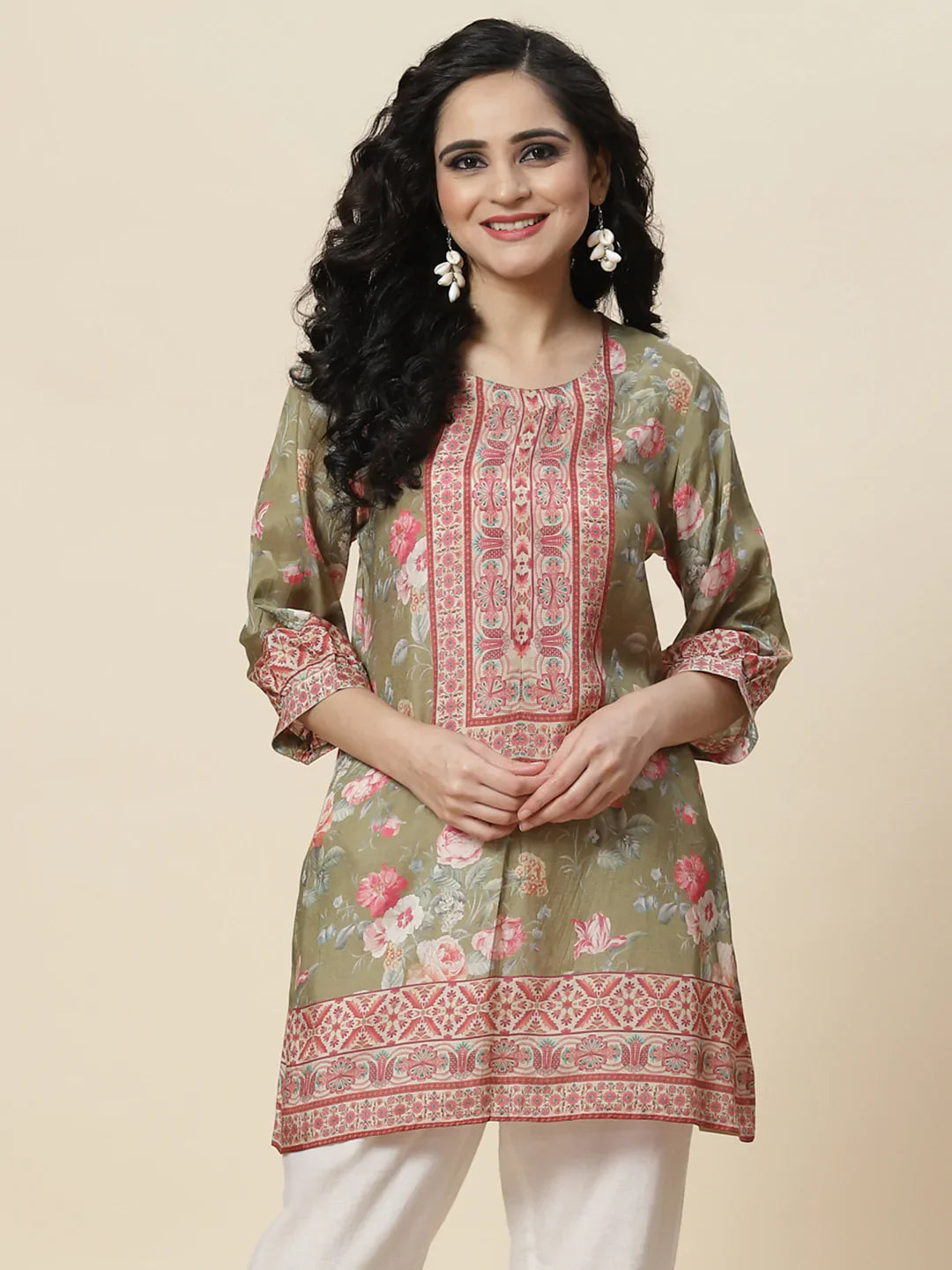 Floral Digital Printed Crepe Kurti