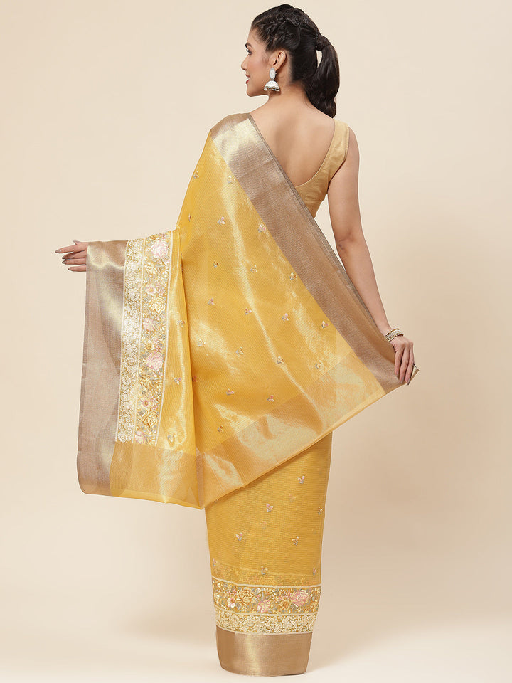 Resham Booti Embroidered Cotton Saree
