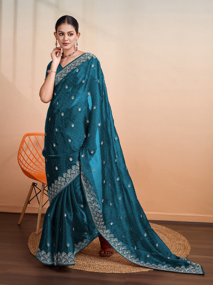 Embroidered Linen Blend Saree