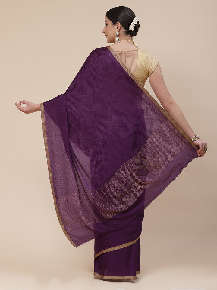 Piped Border Crepe Plain Saree