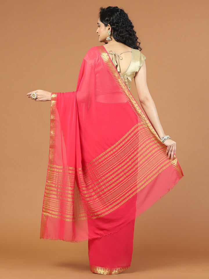 Zari Border Booti Chiffon Woven Saree