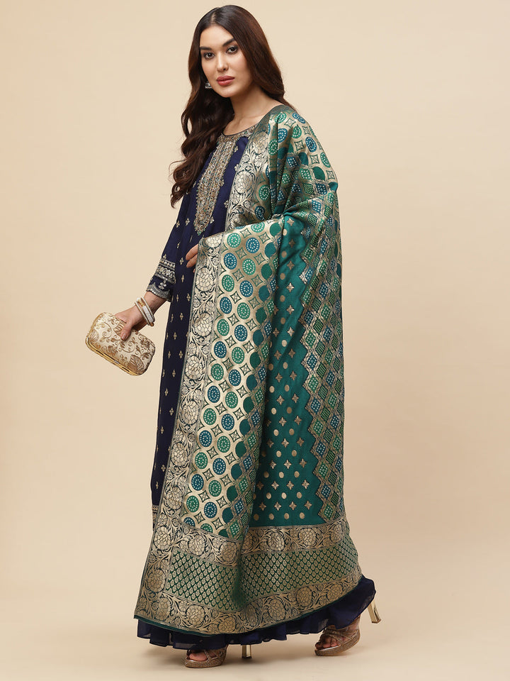 Zari Booti Handloom Kurta With Garara &amp; Dupatta