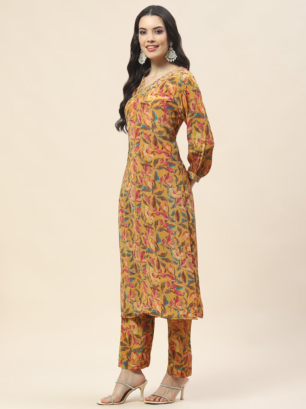 Printed Crepe Kurta With Pants