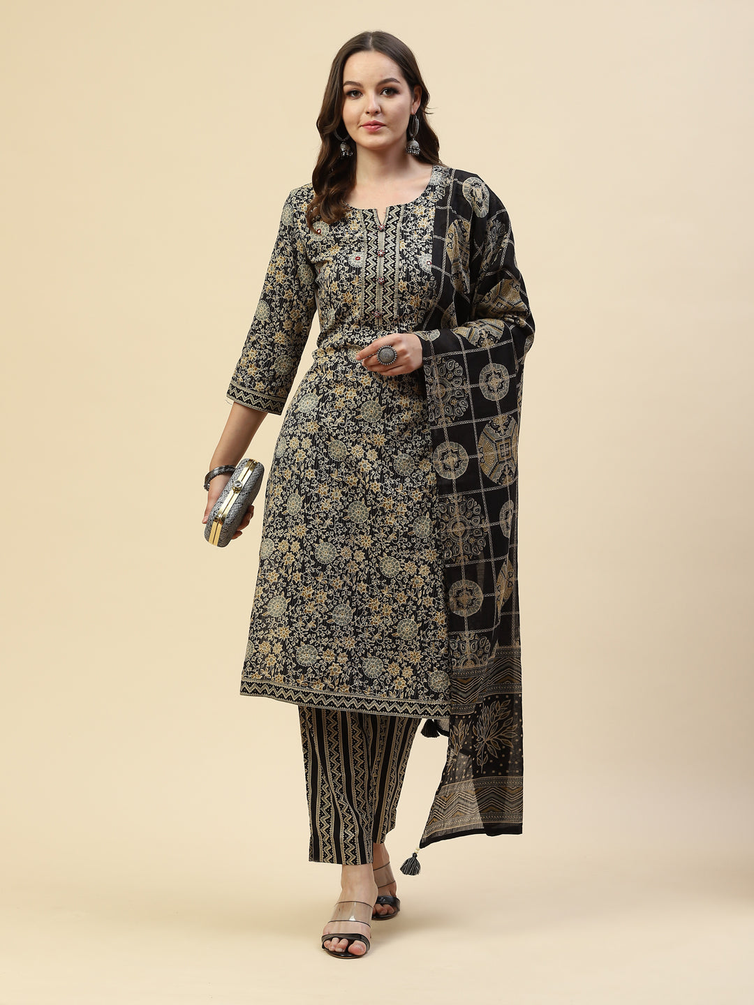 Printed Cotton Kurta With Pant & Cotton Dupatta