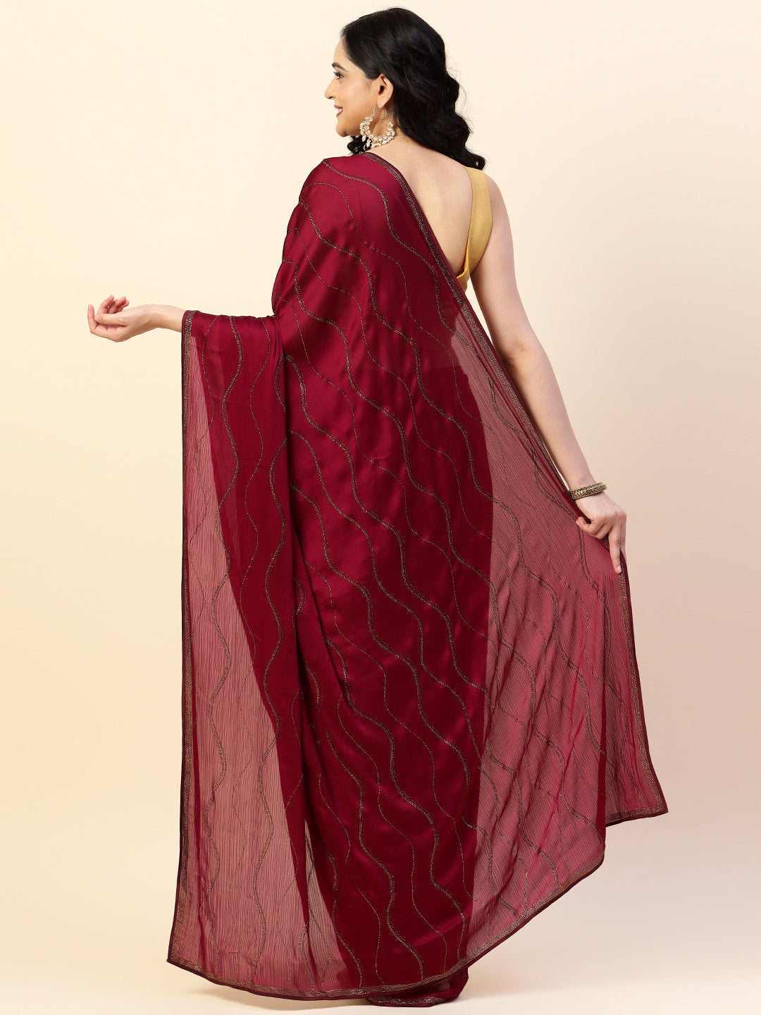 Swarovski Jaal Embroidered Chiffon Saree
