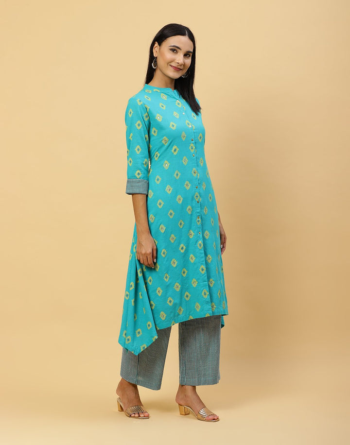 Printed Cotton Anarkali Kurti With Pant