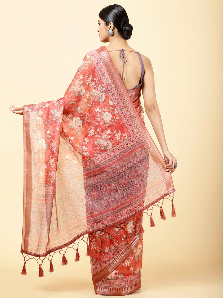 Floral Printed Cotton Saree