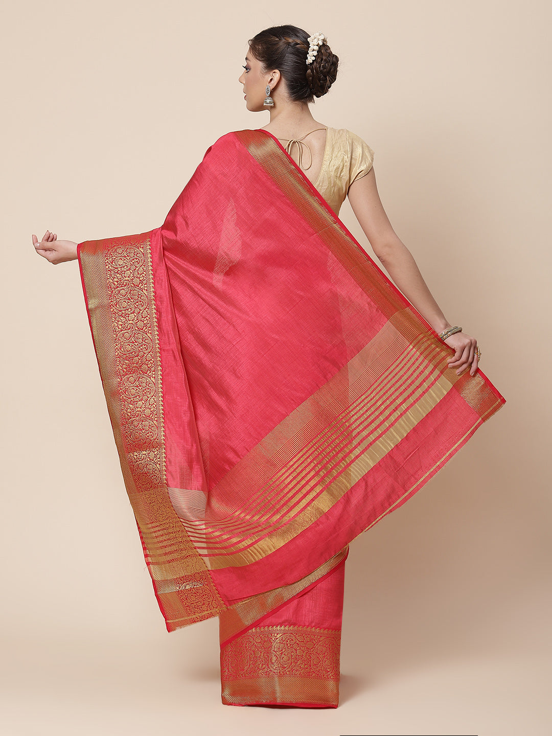 Zari Border Woven Art Handloom Saree