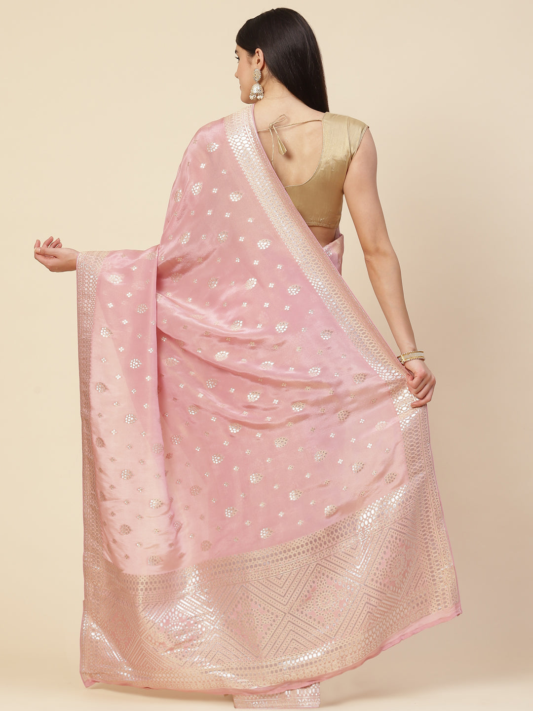 Zari Booti Organza Woven Saree