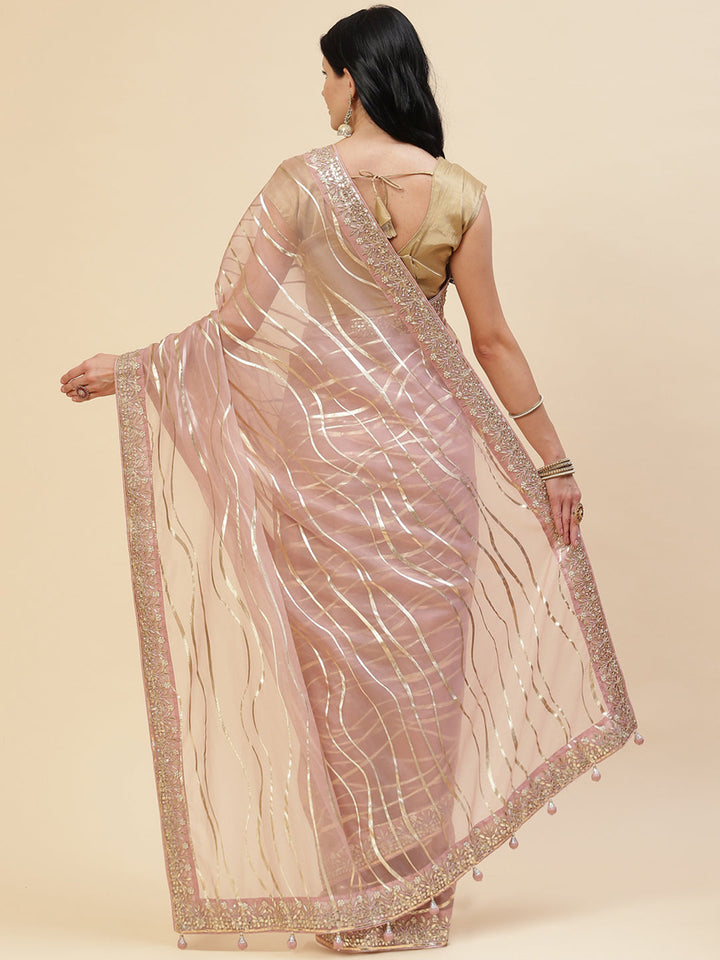 Gota Work Embroidered Organza Saree