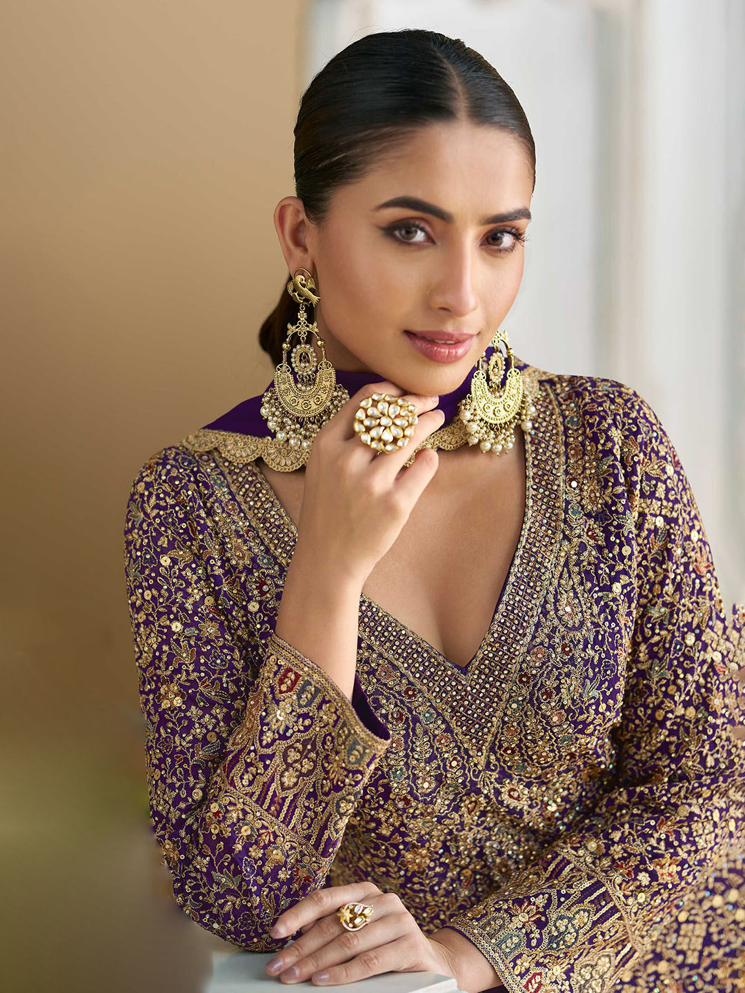 Embroidered Georgette Suit With Pant &amp; Dupatta