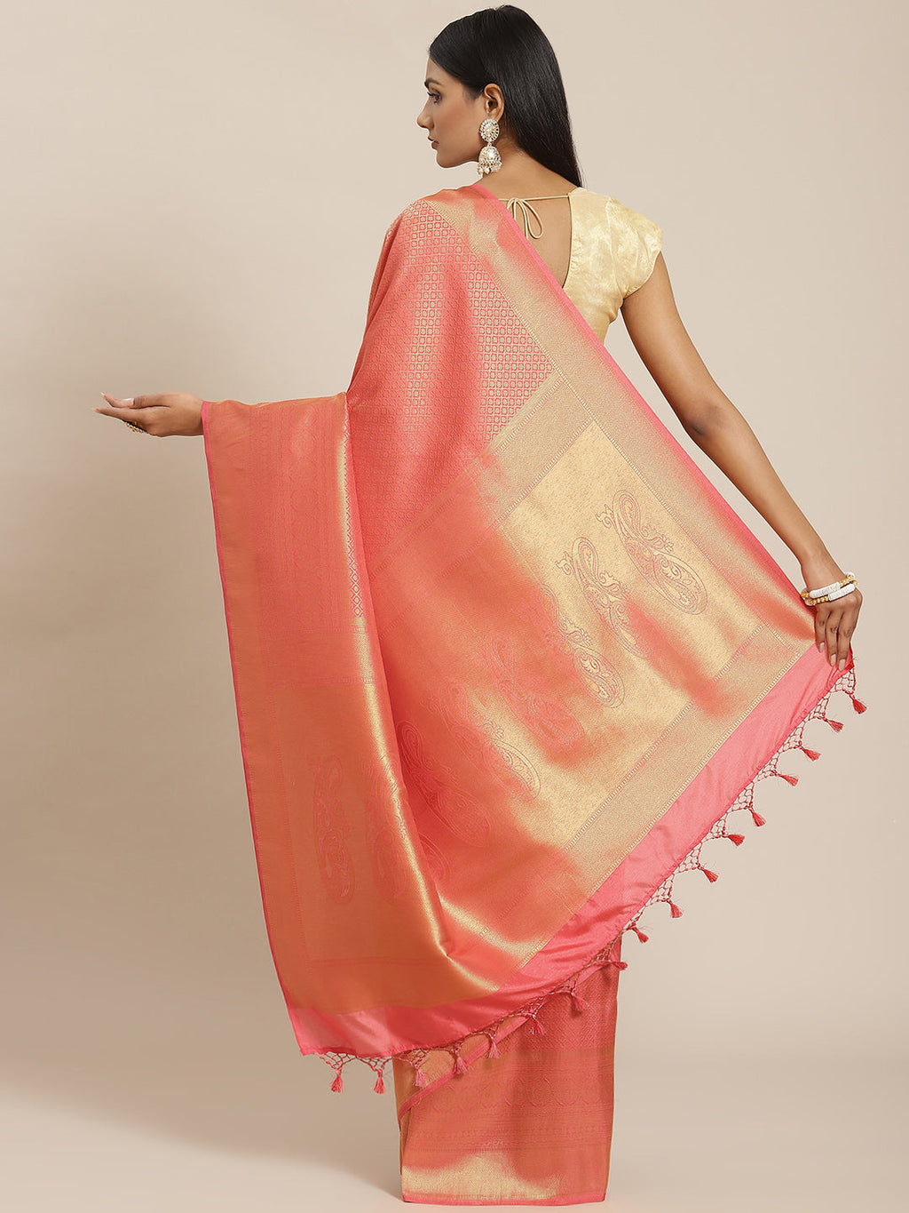 Brocade Zari Jaal Art Handloom Woven Saree