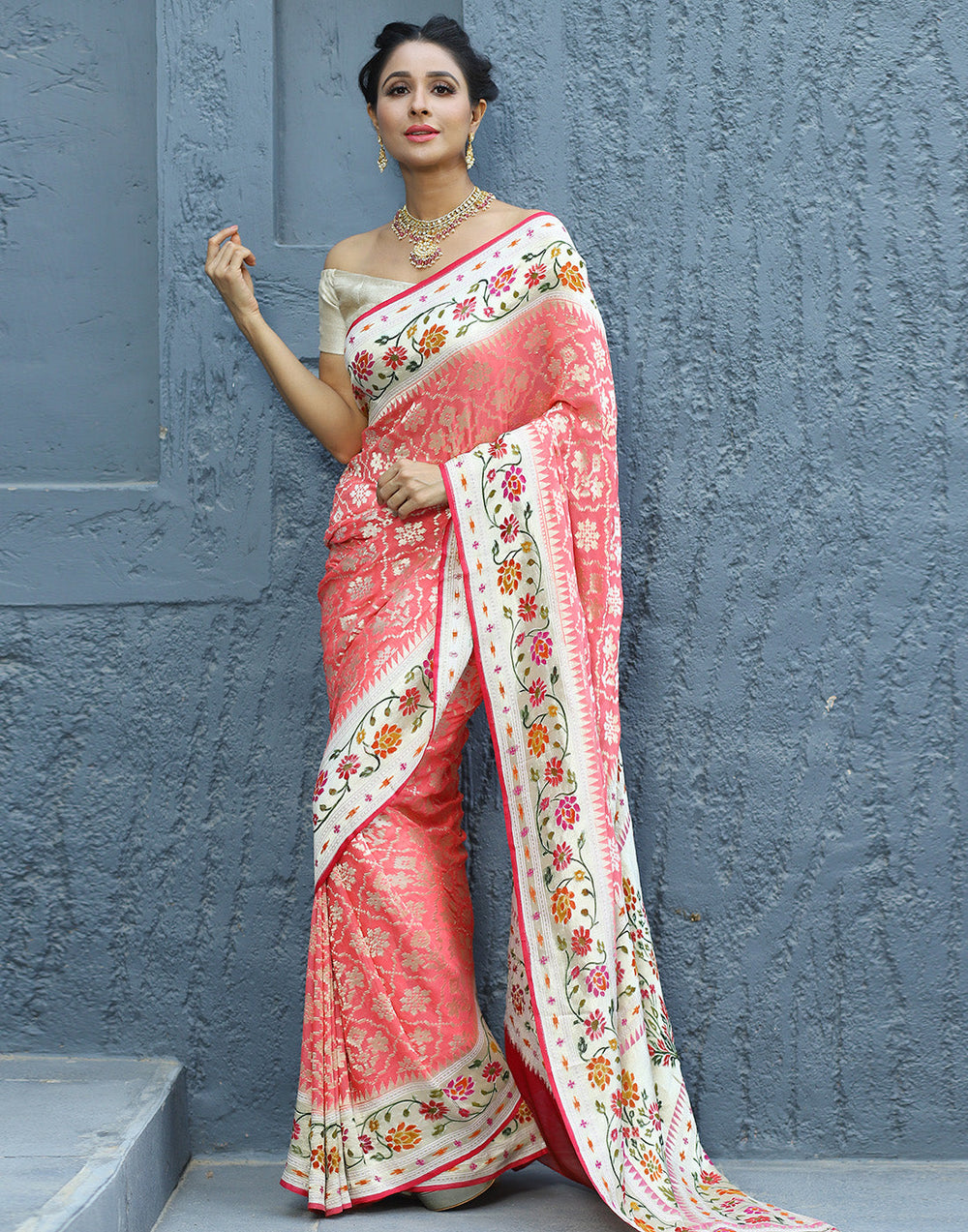 MBZ Meena Bazaar-Banarasi Georgette Khaddi Saree