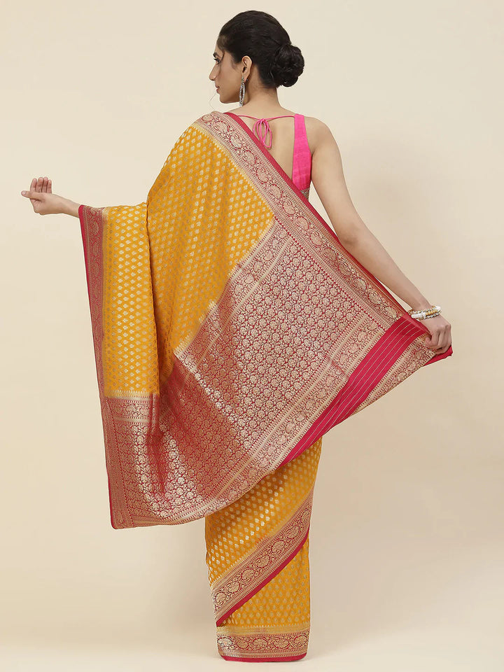 Zari Booti Crepe Plain Saree