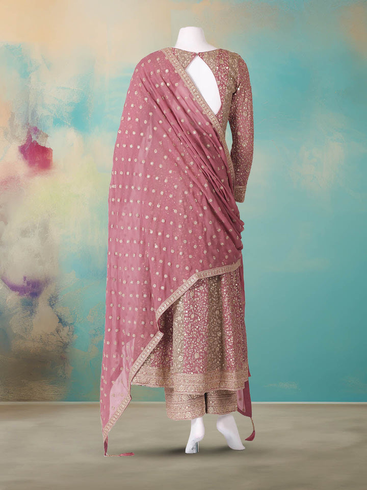 Embroidered Georgette Kurta With Pant &amp; Dupatta