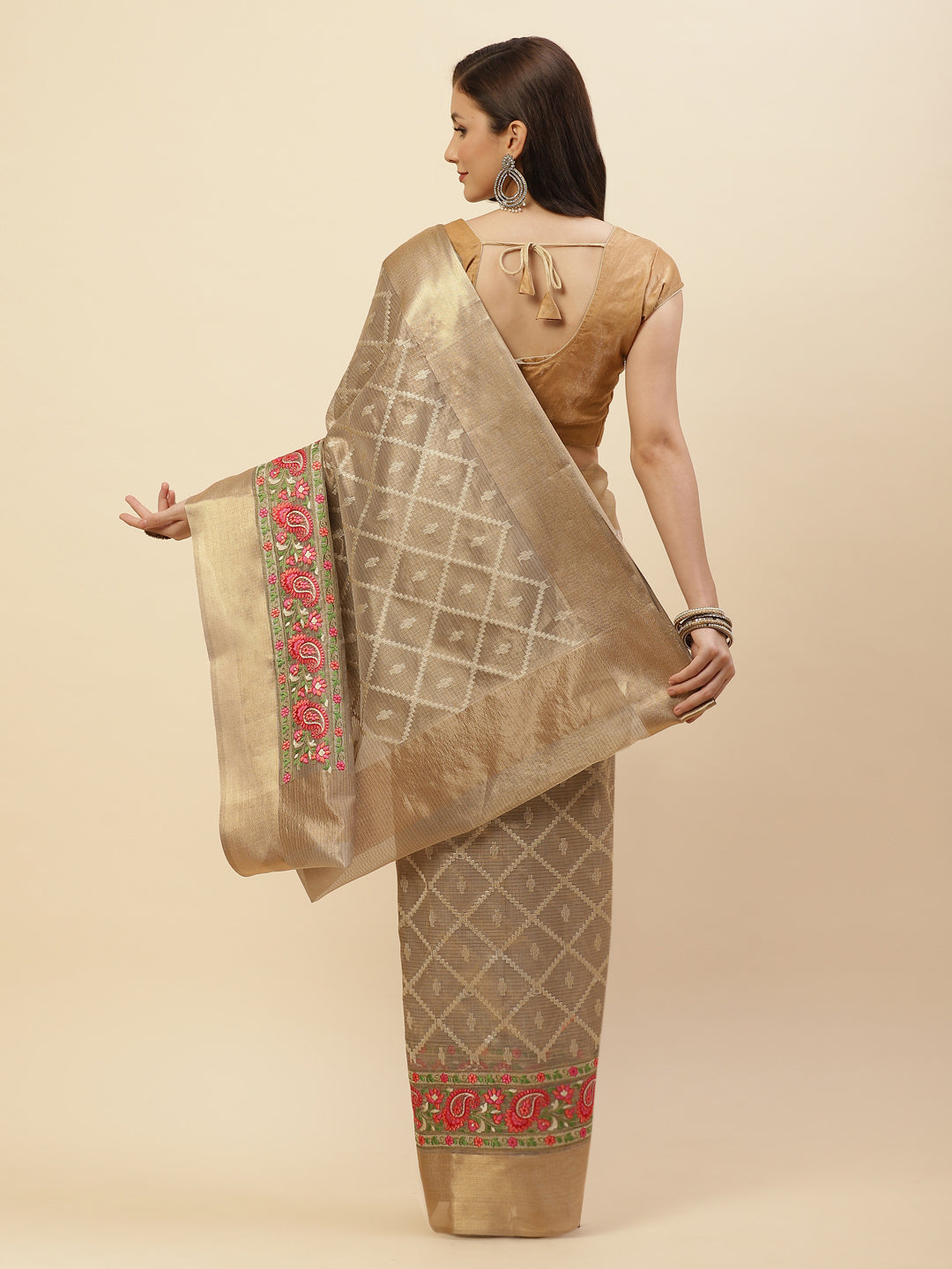 Resham Jaal Cotton Embroidered Saree