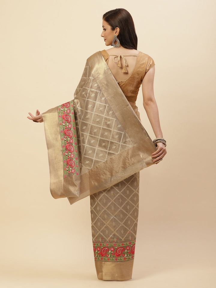 Resham Jaal Cotton Embroidered Saree
