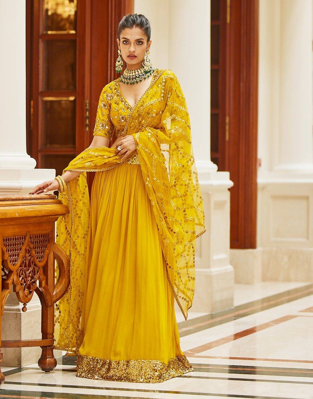 Sequence Embroidered Georgette Lehenga With Blouse And Net Dupatta