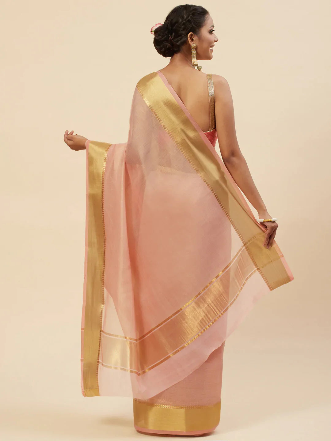 Plain Zari Border Handloom Woven Saree