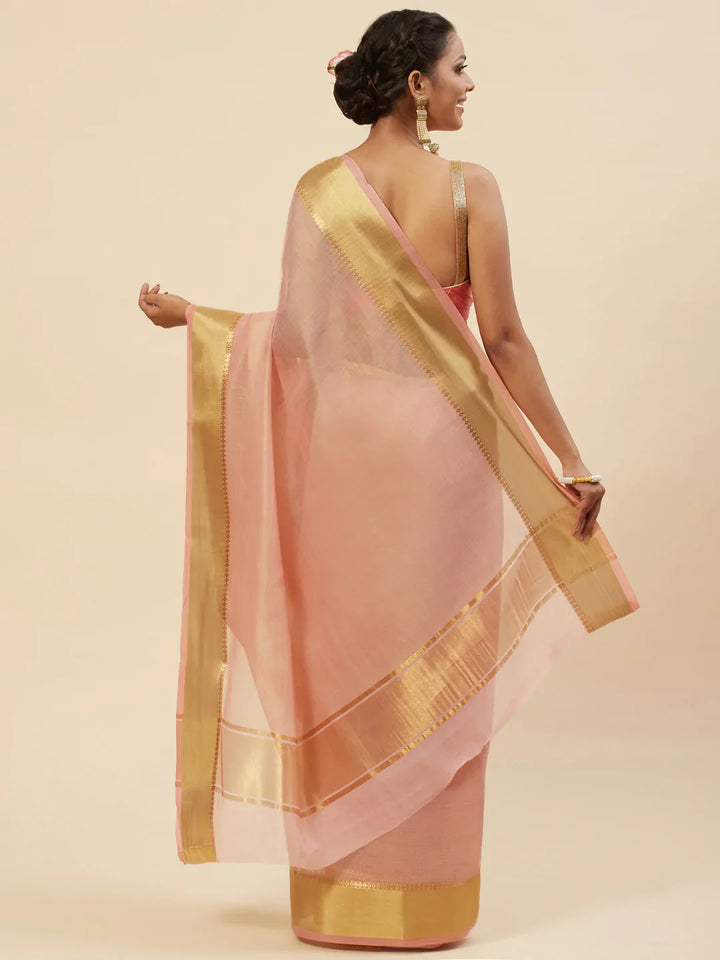 Plain Zari Border Handloom Woven Saree