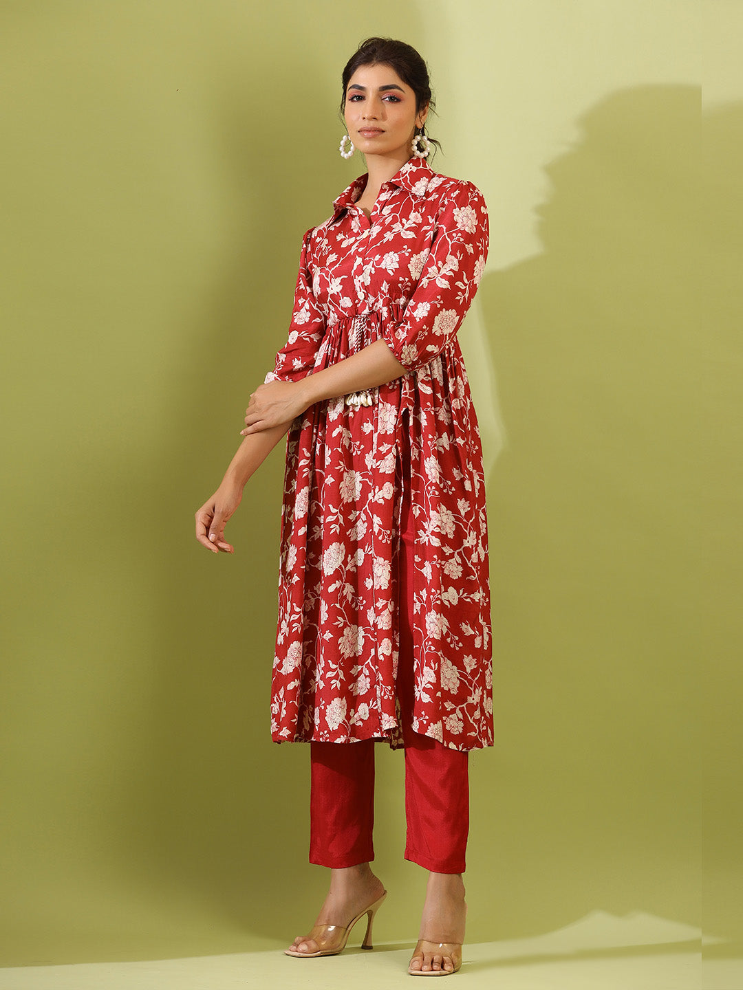 Floral Printed Muslin Kurta With Pants