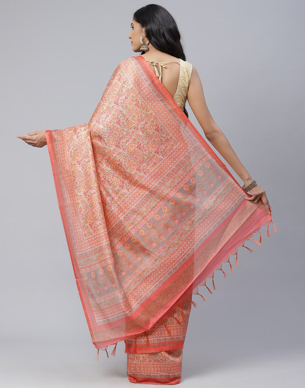 Cotton Linen Printed Saree