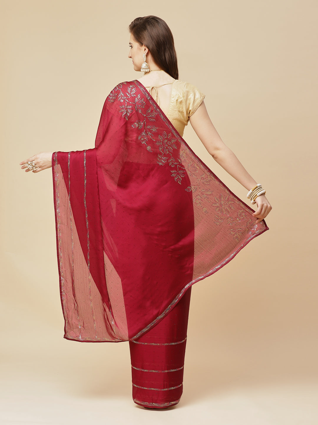 Swarovski Jaal Embroidered Art Chiffon Saree