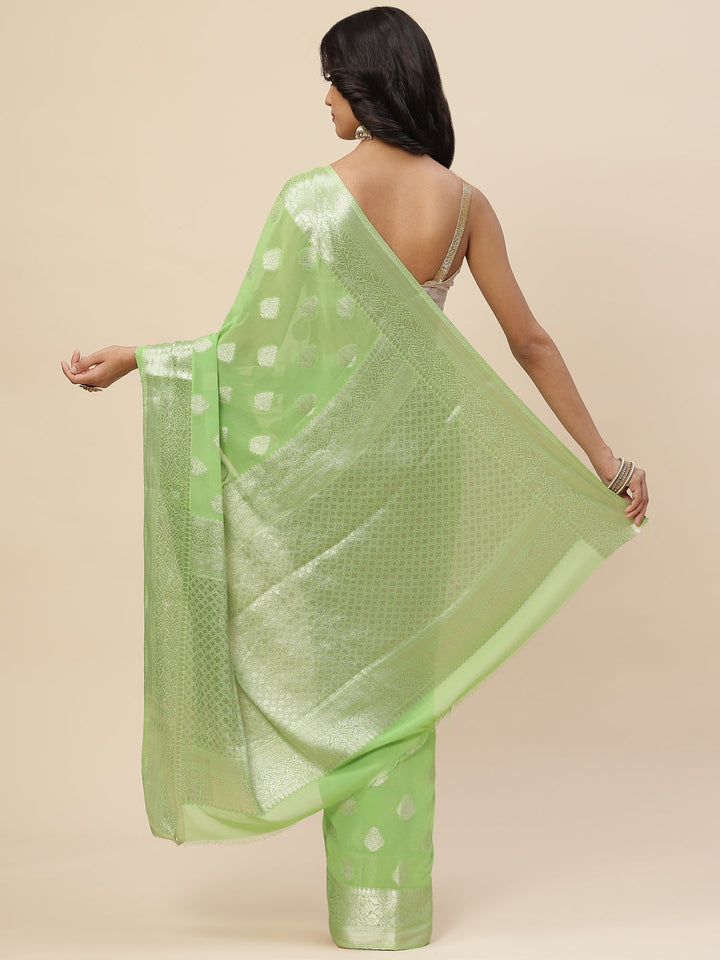 Zari Booti Chiffon Plain Saree