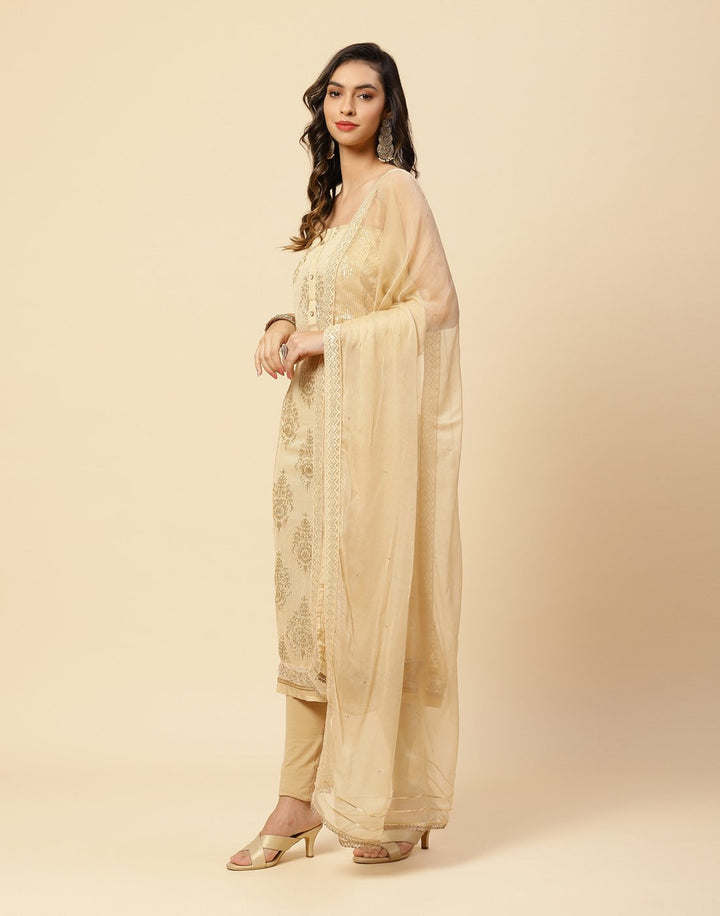 Embroidered Art Georgette Suit Piece with Chiffon Dupatta