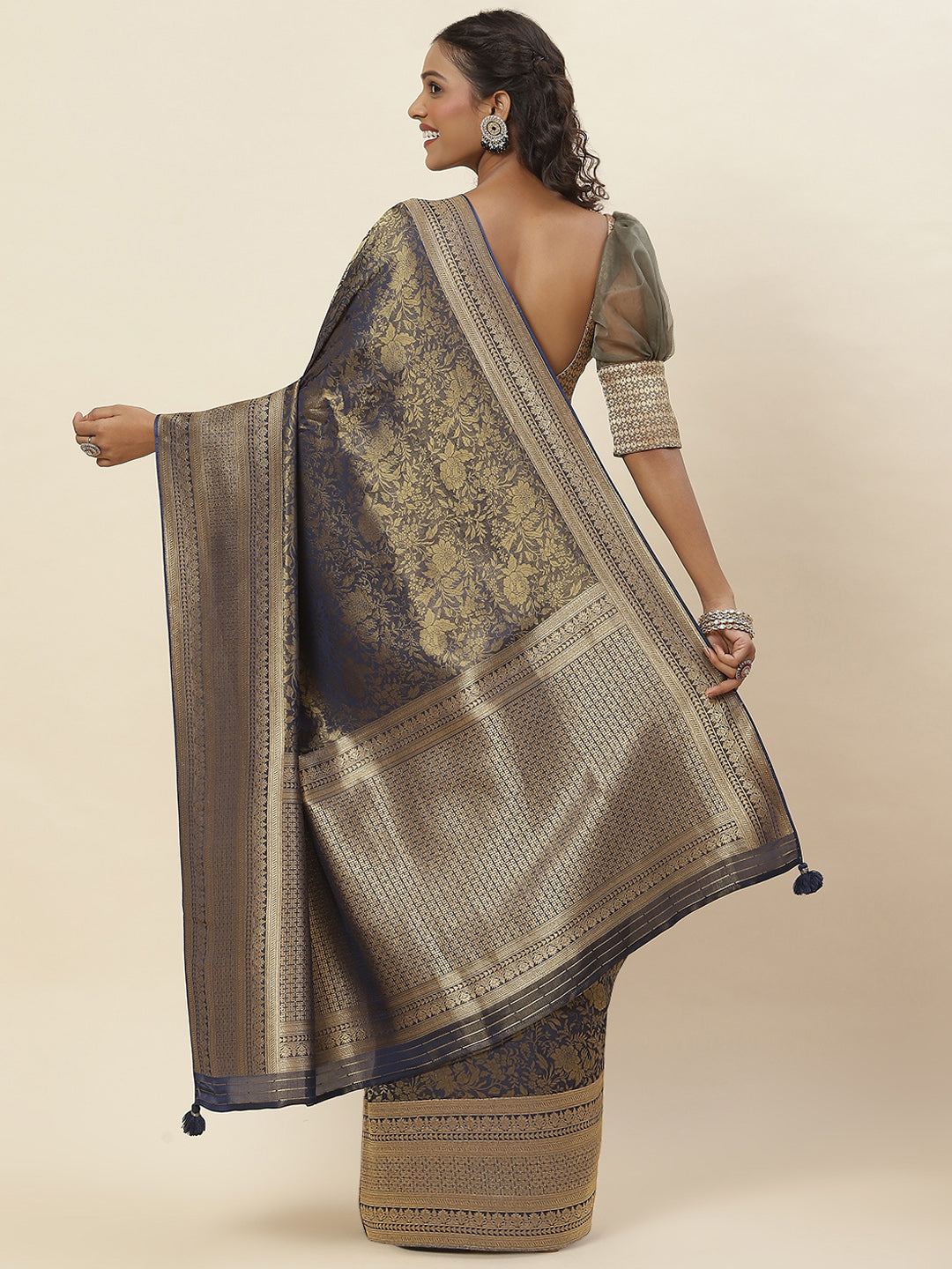 Zari Jaal Woven Satin Saree