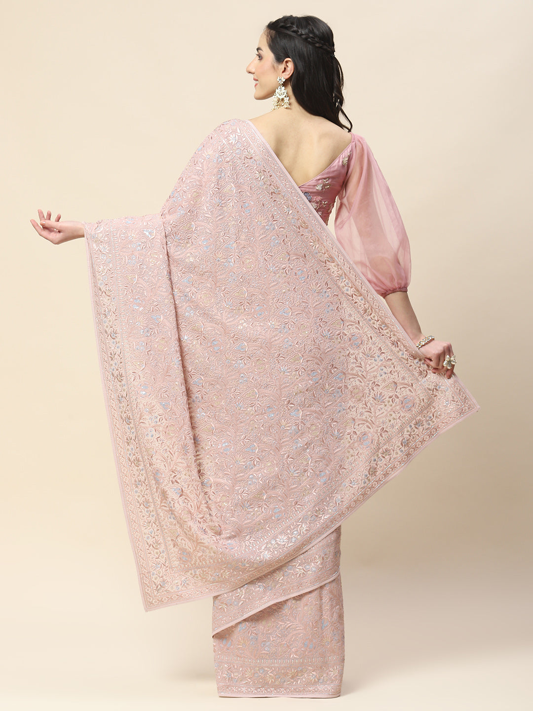 Resham Embroidery Georgette Saree