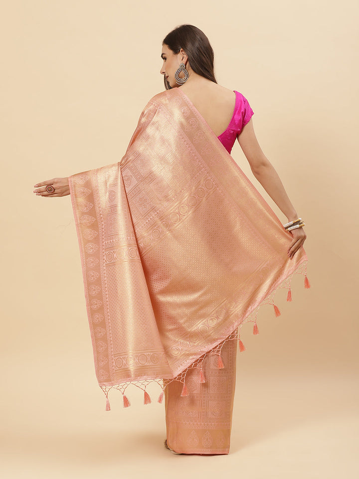 Brocade Zari Jaal Art Handloom Saree with Running blouse