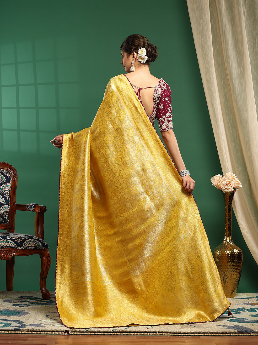 Embroidered Dola Silk Saree