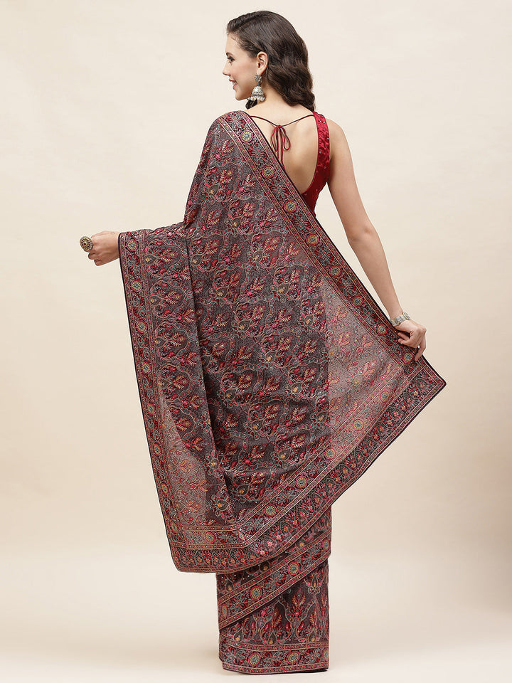 Resham Jaal Embroidery Georgette Saree