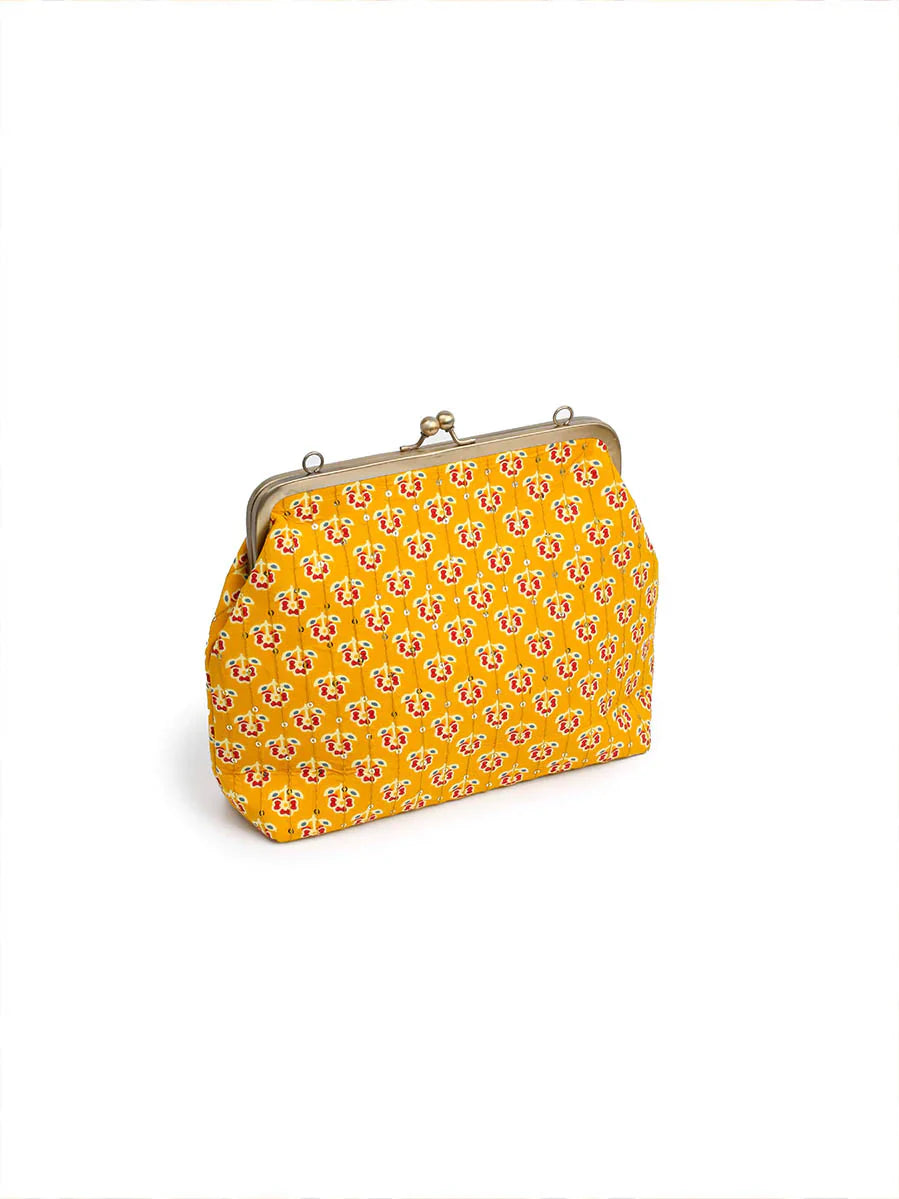 Mustard Printed Cotton Clutch