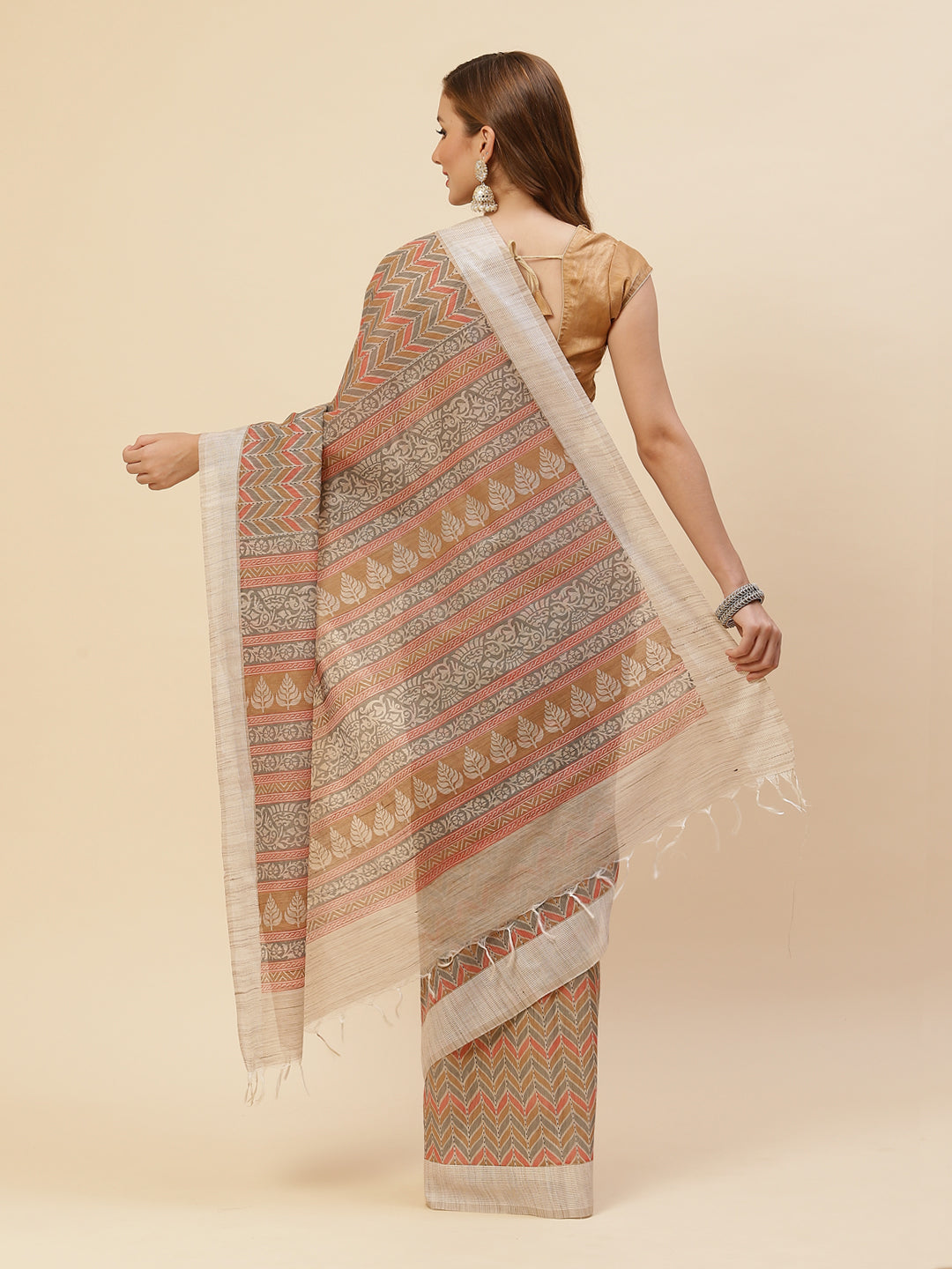 Resham Border Printed Cotton Saree