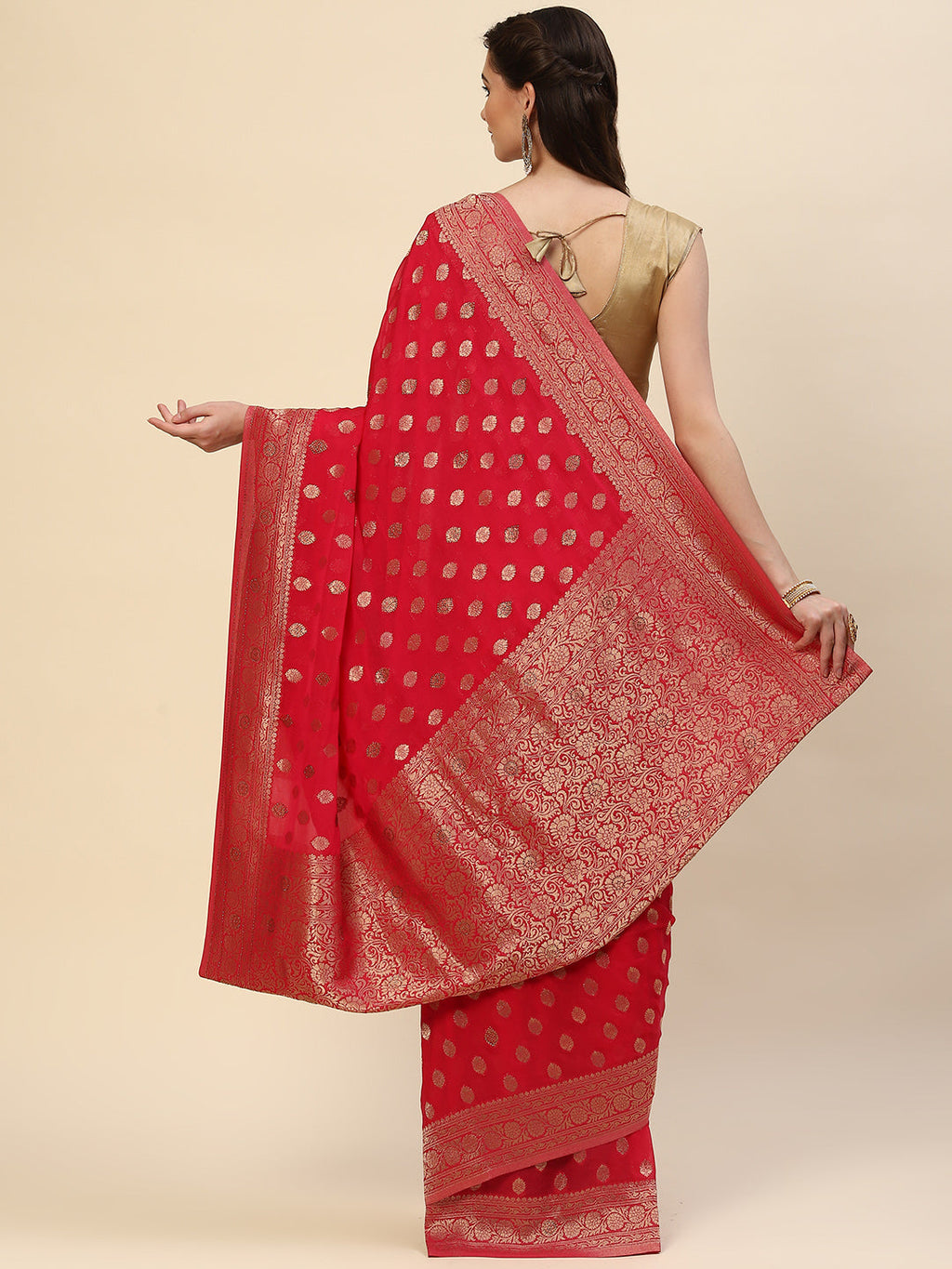 Zari Booti Georgette Plain Saree
