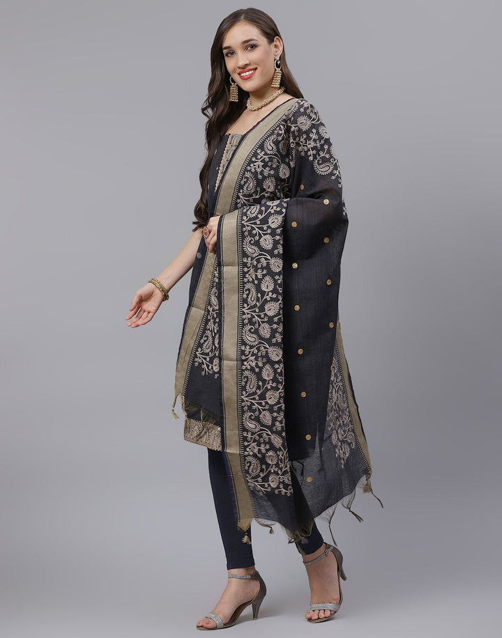 Chanderi Embroidered Suit Piece with fancy dupatta
