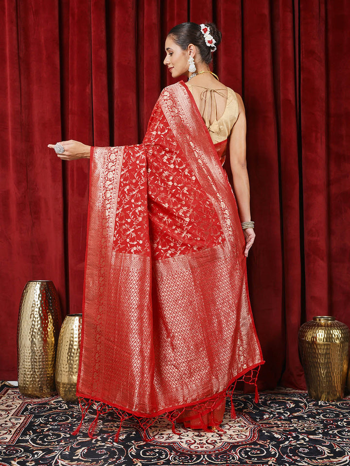 Zaari Jaal Woven Crepe Saree