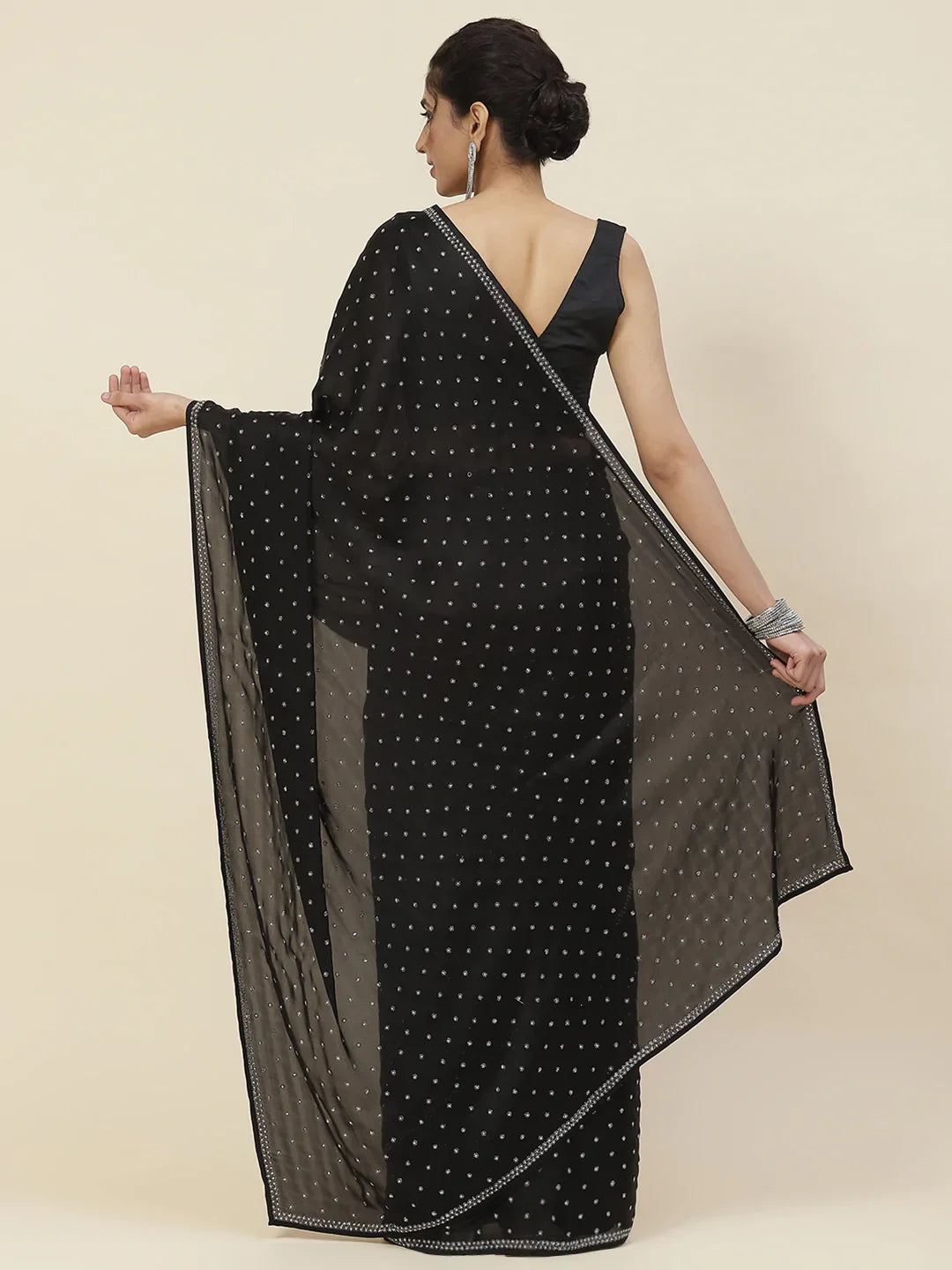 Swarovski Embroidered Satin Saree