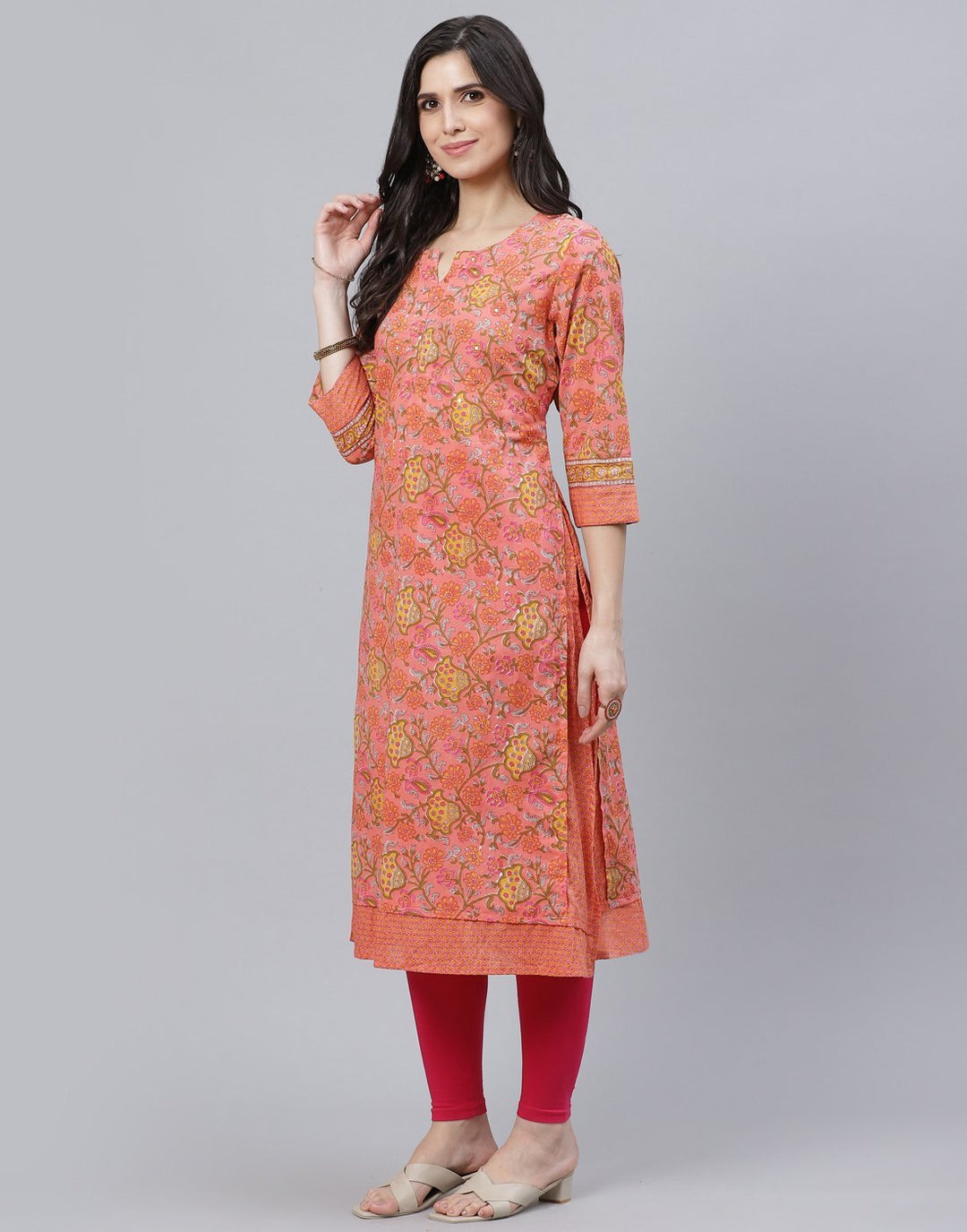 Floral Print Cotton Kurti
