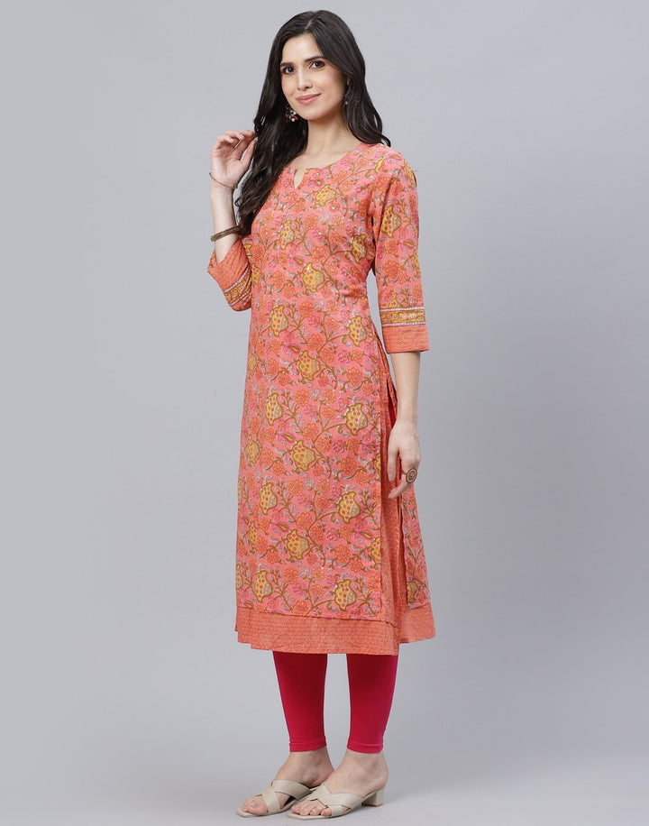 Floral Print Cotton Kurti