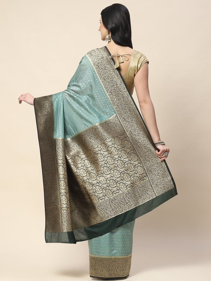 Zari Border Booti Woven Handloom Saree