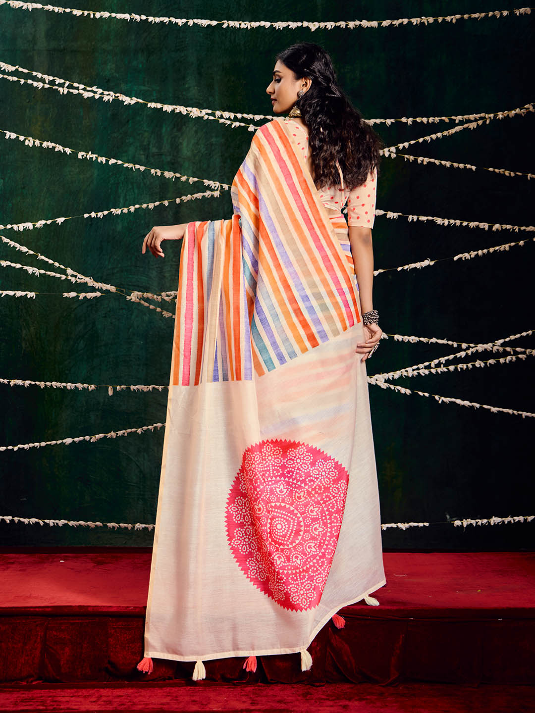 Check Printed Chanderi Saree