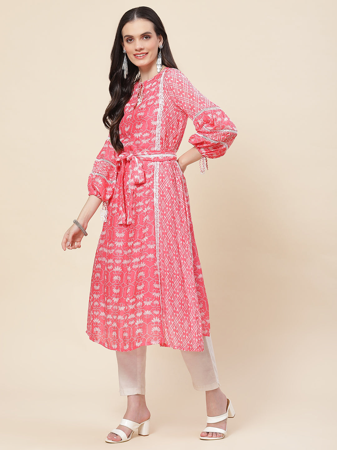Floral Printed Muslin Kurta