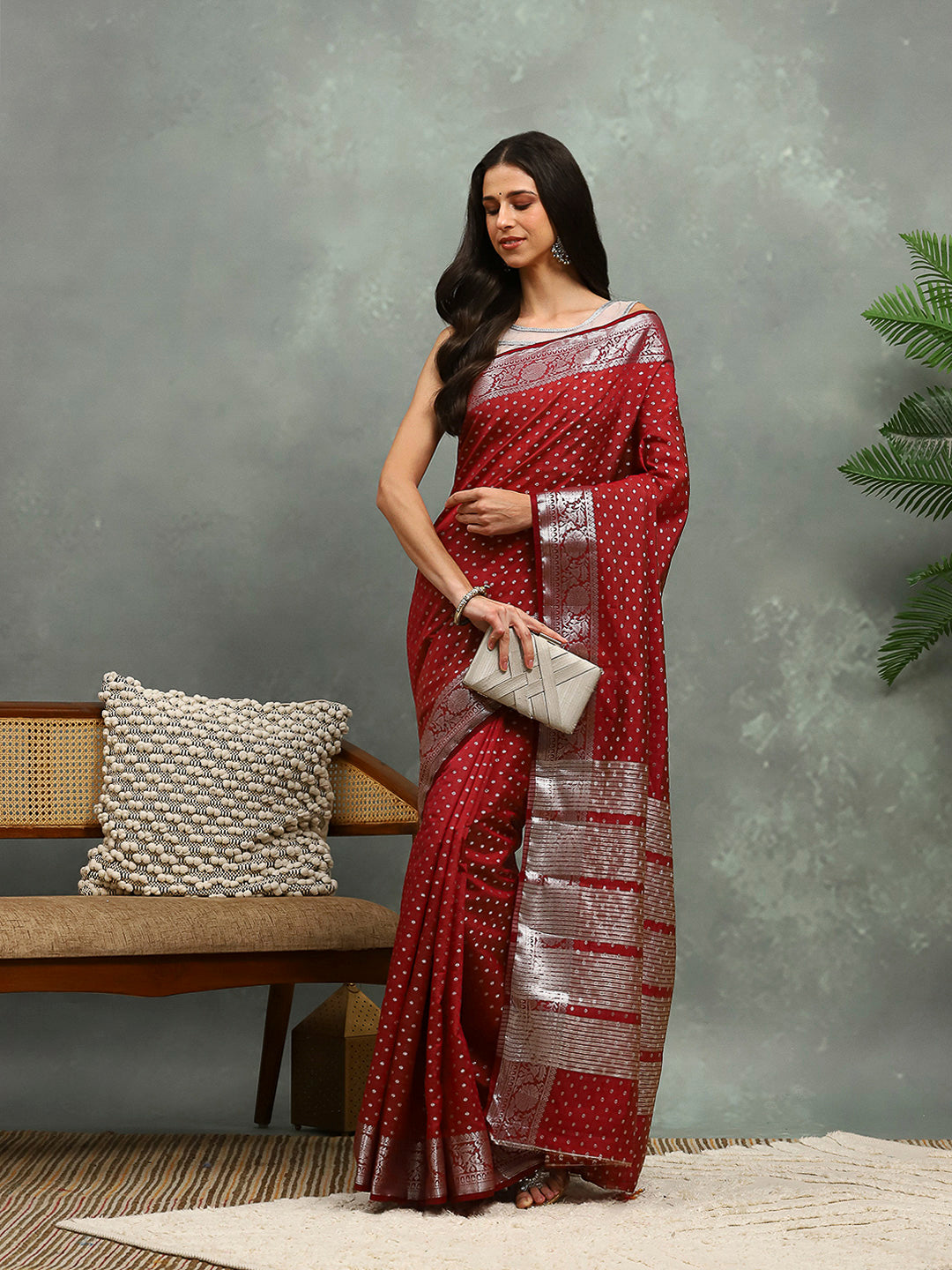 Woven Booti Art Silk Saree