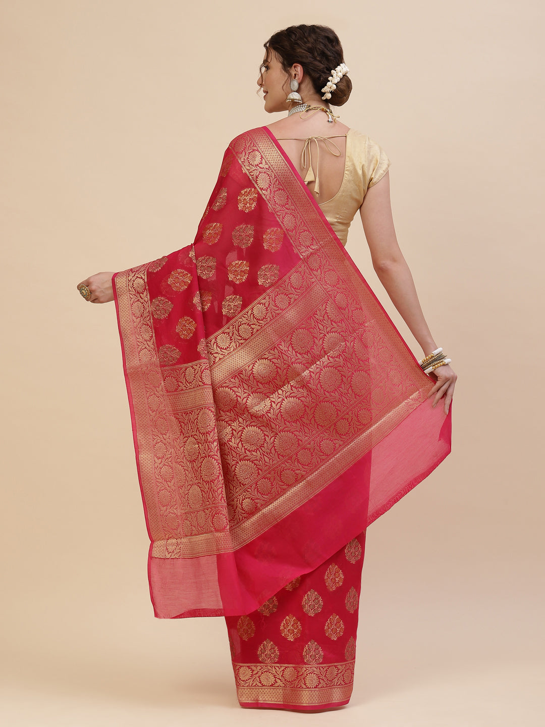 Zari Booti Cotton Woven Saree